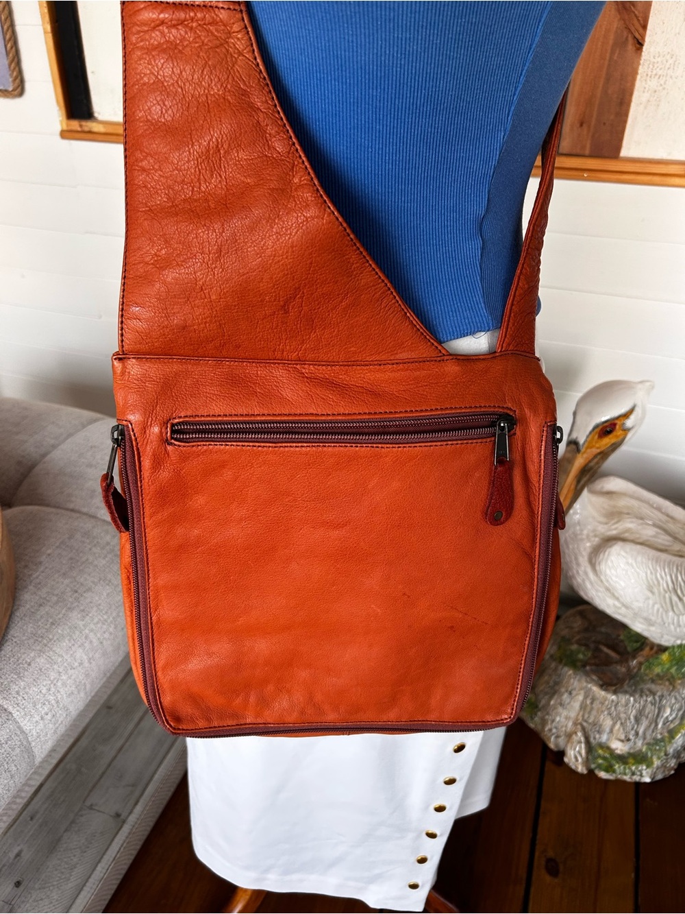 Canyon Outback Genuine Leather Crossbody Messenger Bag Cognac Brown Organizer - Picture 2 of 8